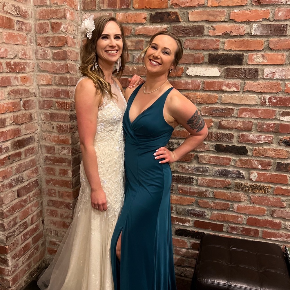 Azazie Skye Peacock Bridesmaid Dress size A4